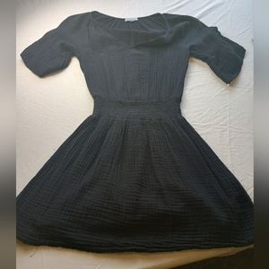 Michael Stars Gauze Black Mini Dress 3/4 sleeves Womens size Small